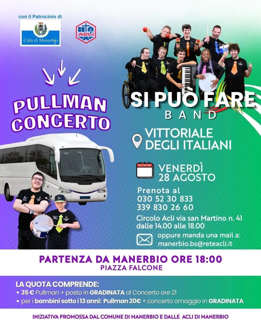 Locandina Concerto Pullman Si Può Fare Band 2026 a Manerbio (Brescia)