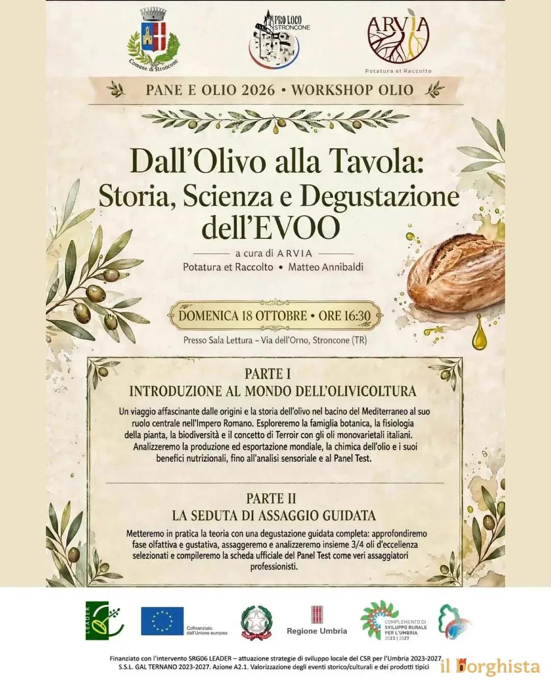 Locandina Pane e Olio 2026 - Workshop Olio a Stroncone a Stroncone (Terni)