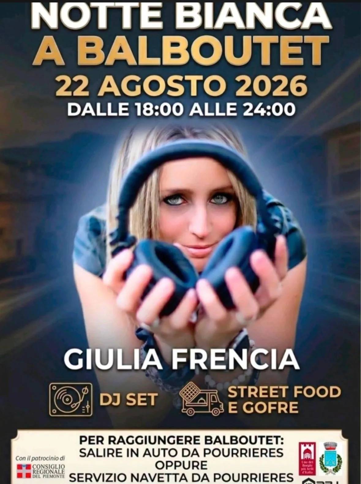 Locandina Notte Bianca a Balboutet 2026 a Usseaux (Torino)