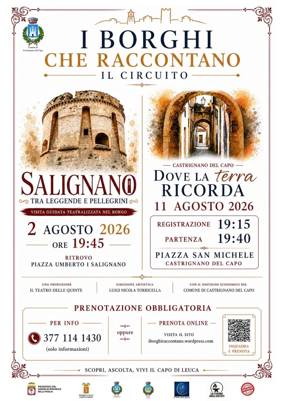 Locandina I Borghi che Raccontano - Dove la terra Ricorda 2026 a Castrignano del Capo (Lecce)