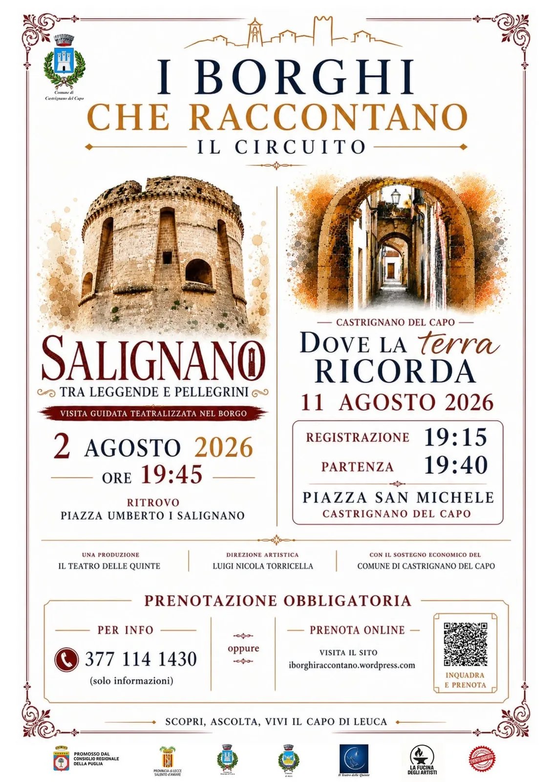 Locandina I Borghi che Raccontano - Dove la terra Ricorda 2026 a Castrignano del Capo (Lecce)