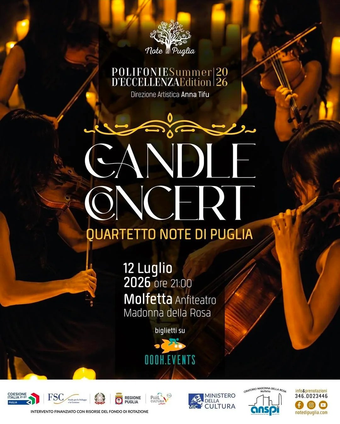 Locandina Candle Concert 2026 - Quartetto Note di Puglia a Molfetta (Bari)