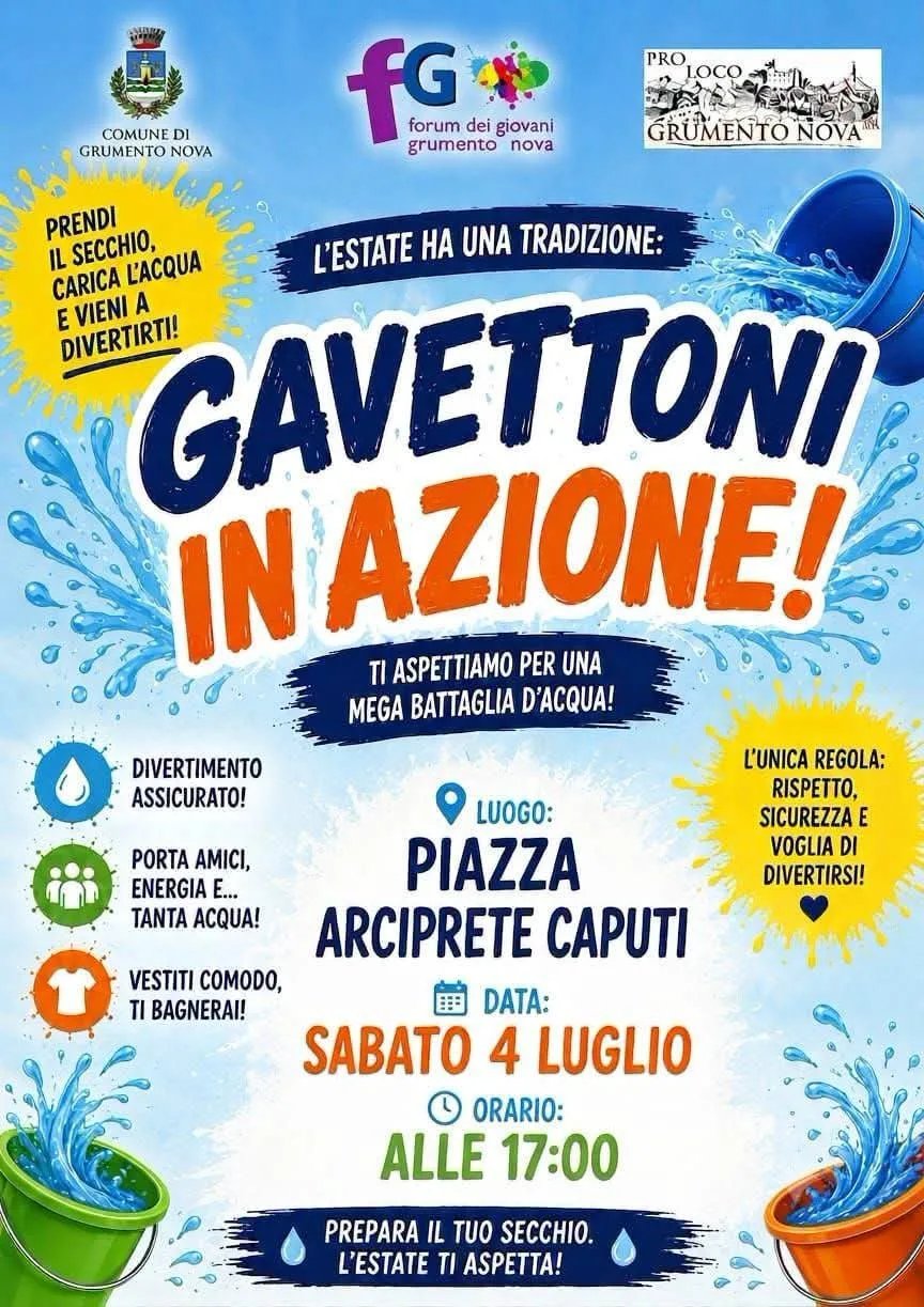 Locandina Gavettoni in Azione! 2026 a Grumento Nova (Potenza)