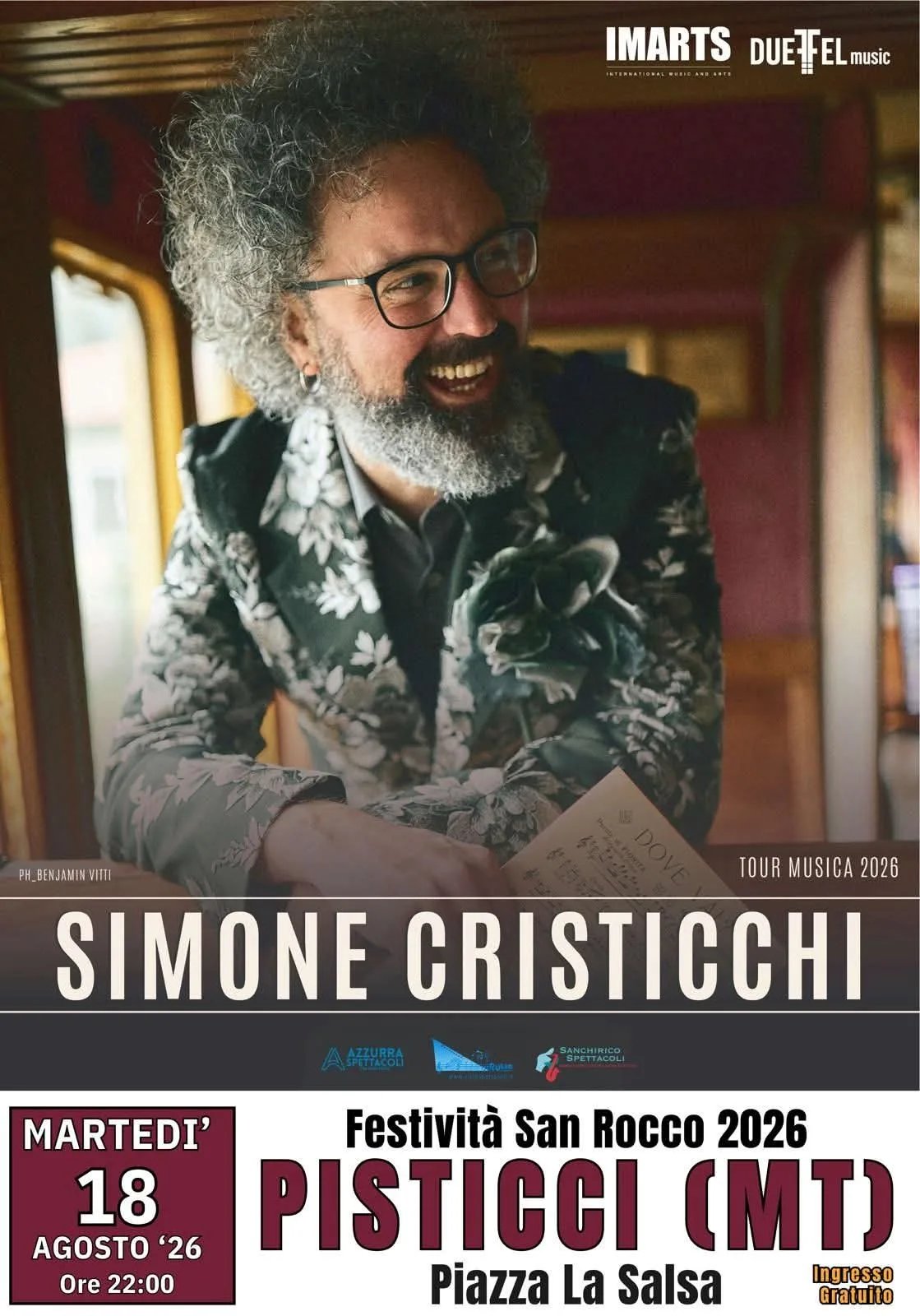 Locandina Simone Cristicchi - Festività San Rocco 2026 a Pisticci (Matera)