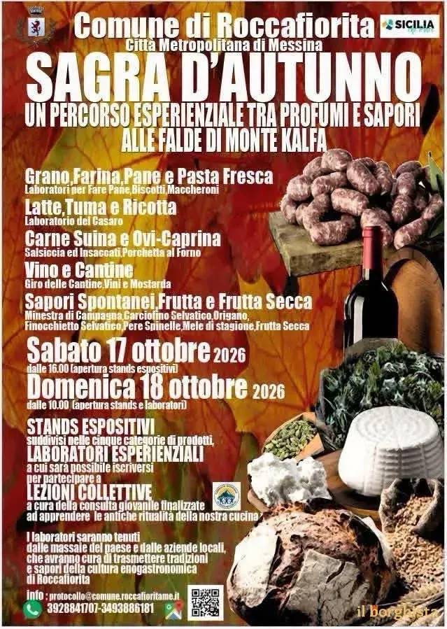 Locandina Sagra d'Autunno 2026 a Roccafiorita (Messina)