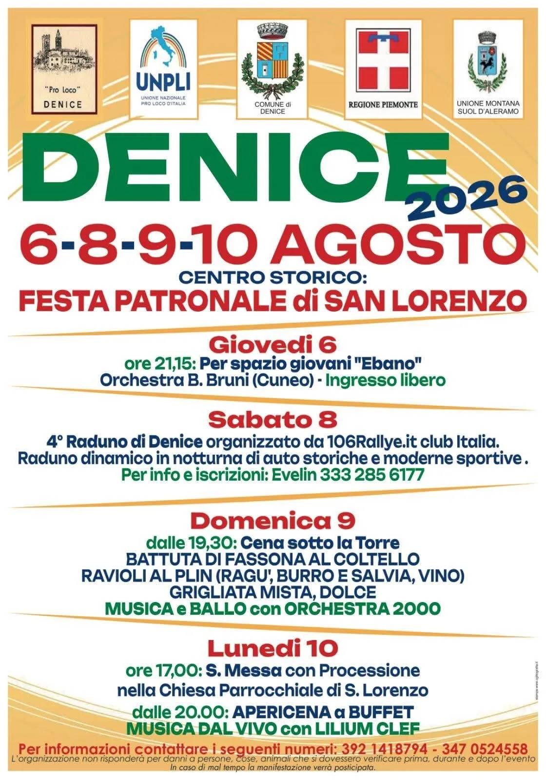 Locandina 4° Raduno di Denice 2026 a Denice (Alessandria)