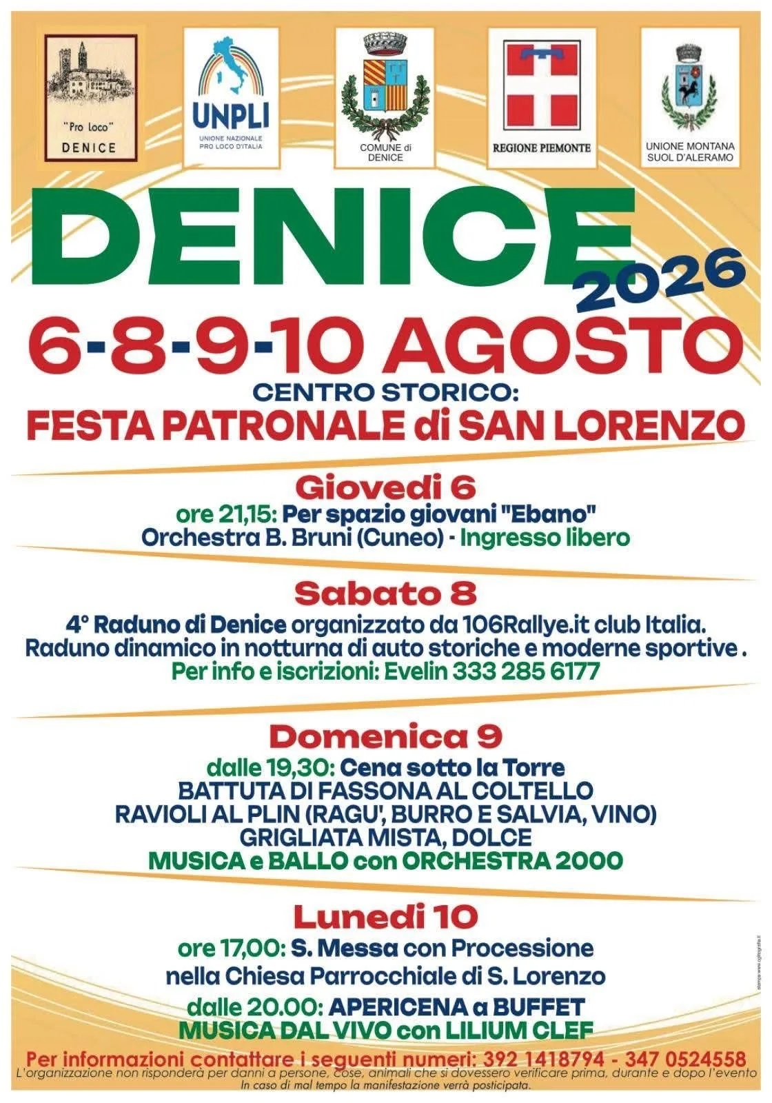 Locandina 4° Raduno di Denice 2026 a Denice (Alessandria)