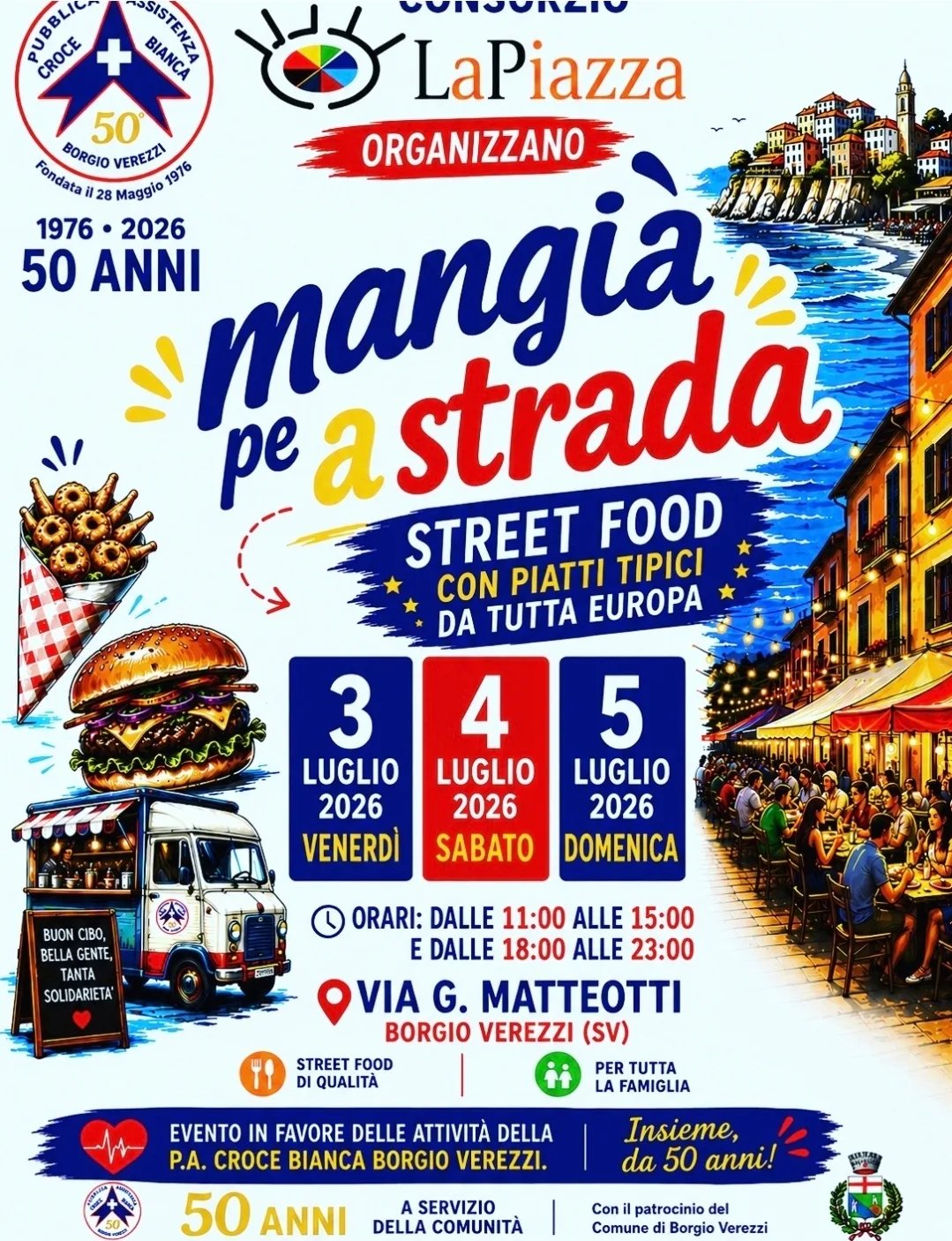 Locandina Mangia pe a Stradà 2026 - Street Food di Borgio Verezzi a Borgio Verezzi (Savona)