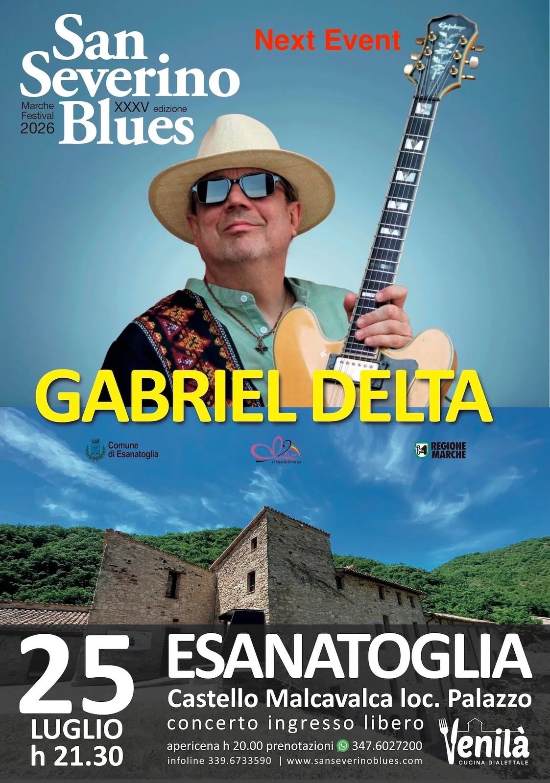 Locandina San Severino Blues XXXV Edizione 2026 a Esanatoglia (Macerata)
