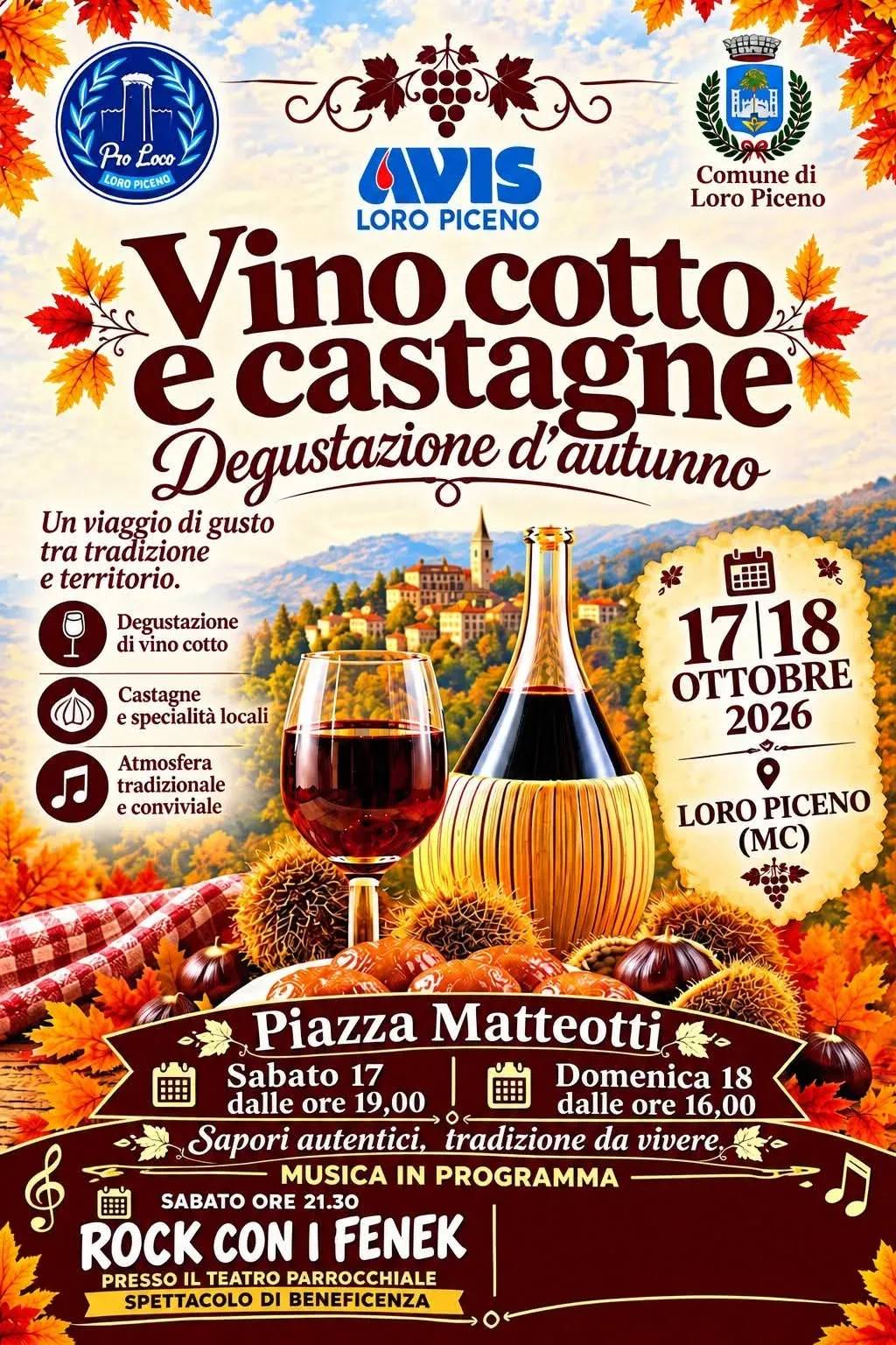 Locandina Vino cotto e castagne 2026 a Loro Piceno (Macerata)