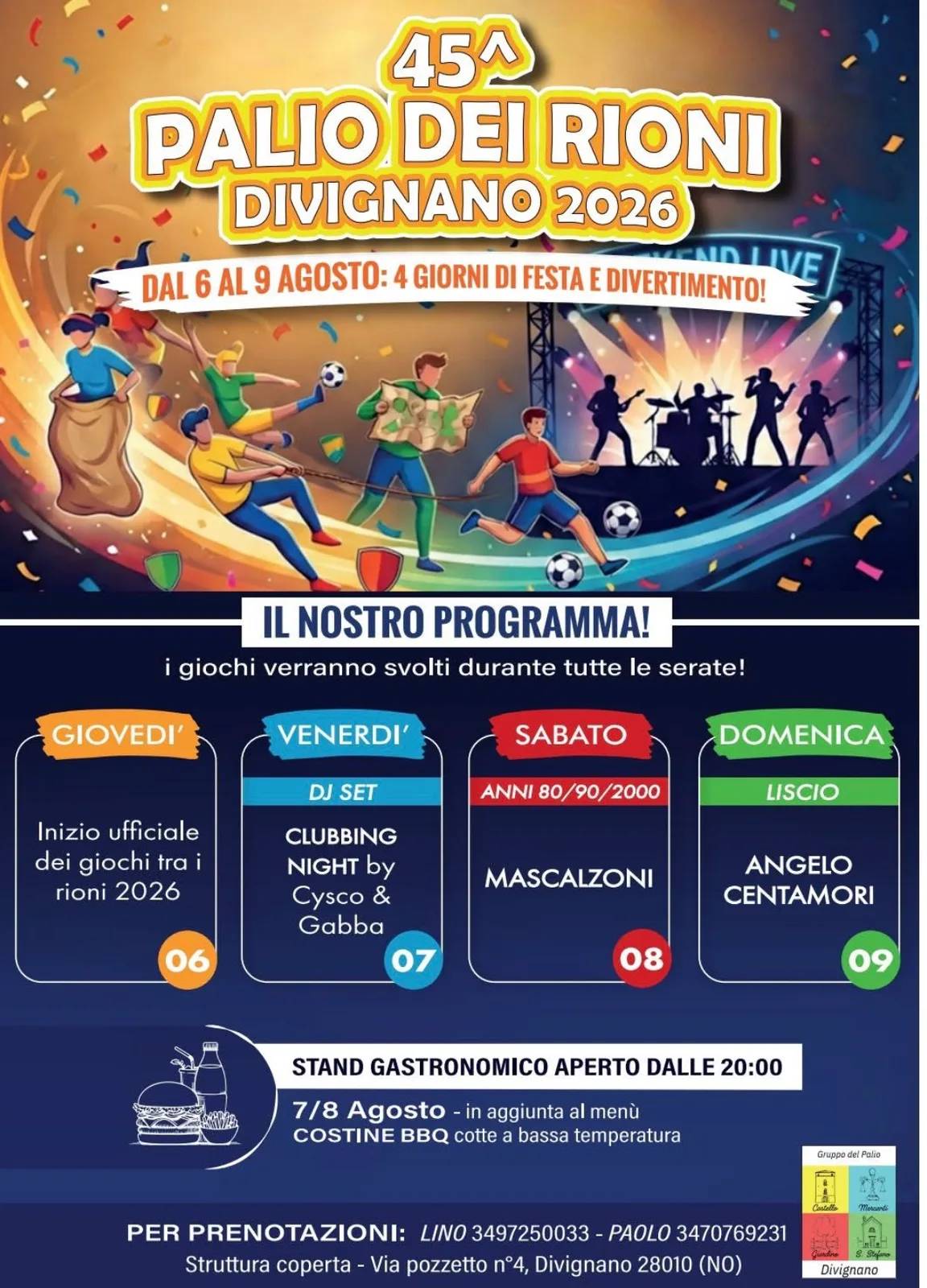Locandina 45ª Palio dei Rioni Divignano 2026 a Divignano (Novara)