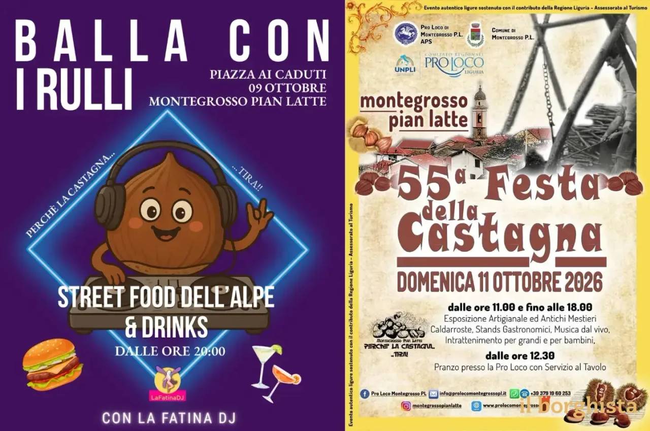 Locandina 55ª Festa della Castagna 2026 a Montegrosso Pian Latte (IM)