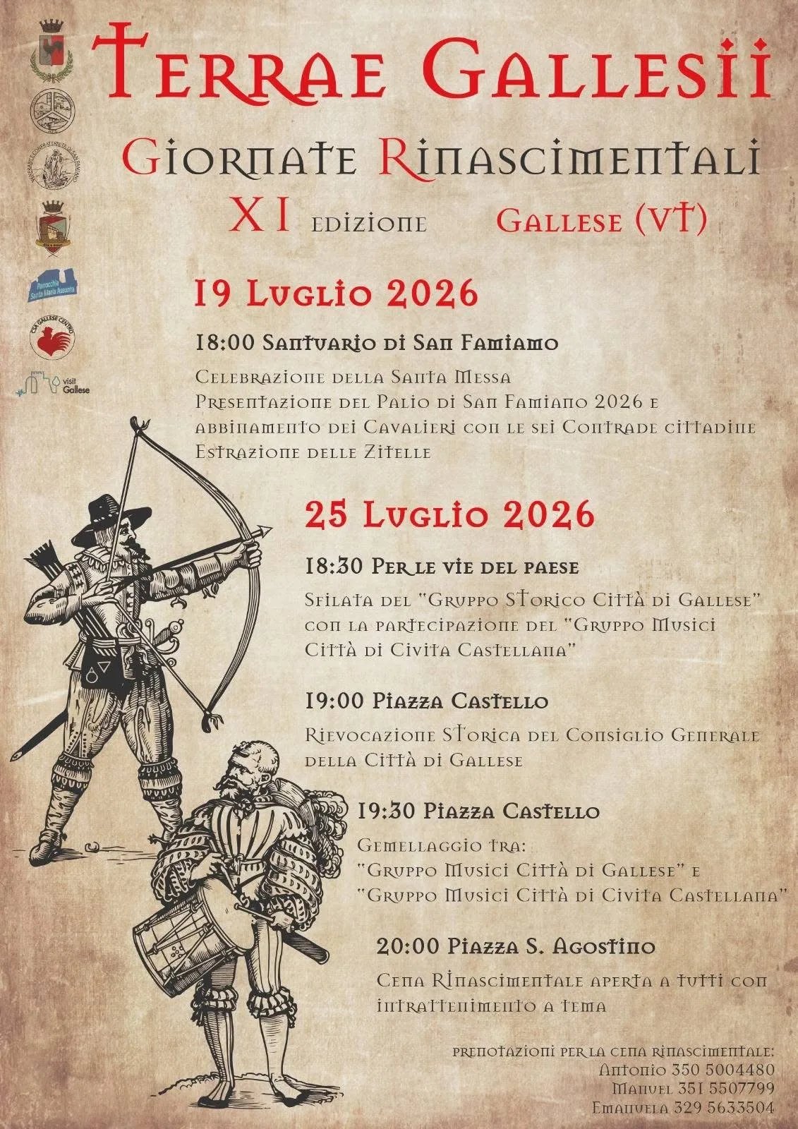 Locandina Terrae Gallesii Giornate Rinascimentali XI Edizione 2026 a Gallese (Viterbo)