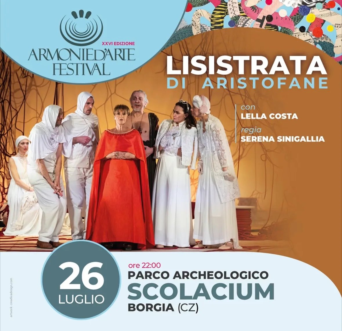 Locandina 26ª Armonied’Arte Festival - Lisistrata di Aristofane 2026 a Borgia (Catanzaro)