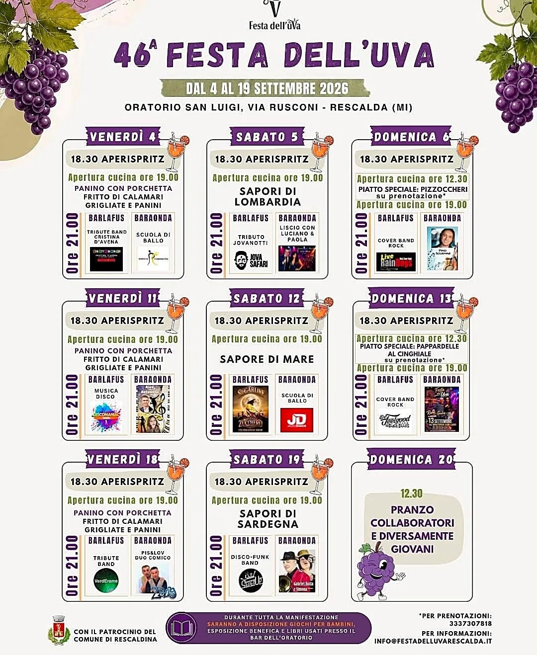 Locandina 46ª Festa dell'Uva 2026 a Rescaldina (Milano)