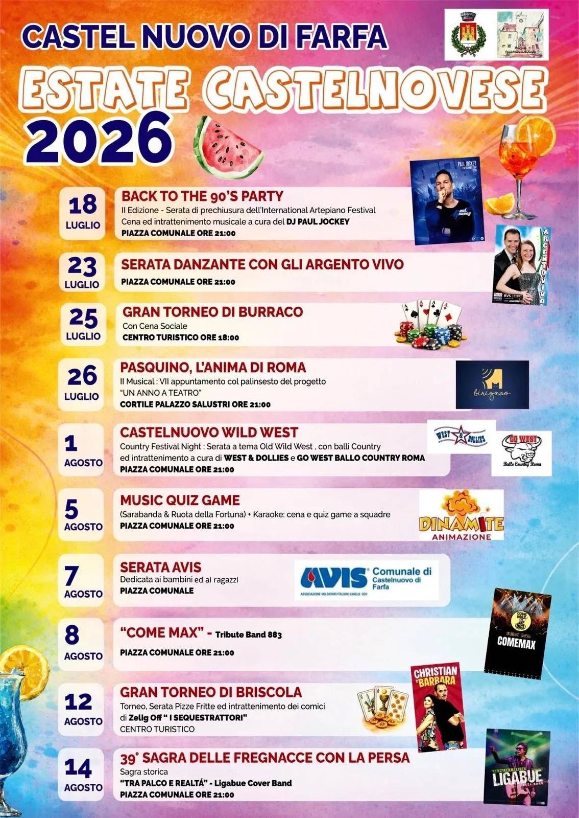 Locandina Come Max - Tribute Band 883 2026 a Castelnuovo di Farfa (Rieti)