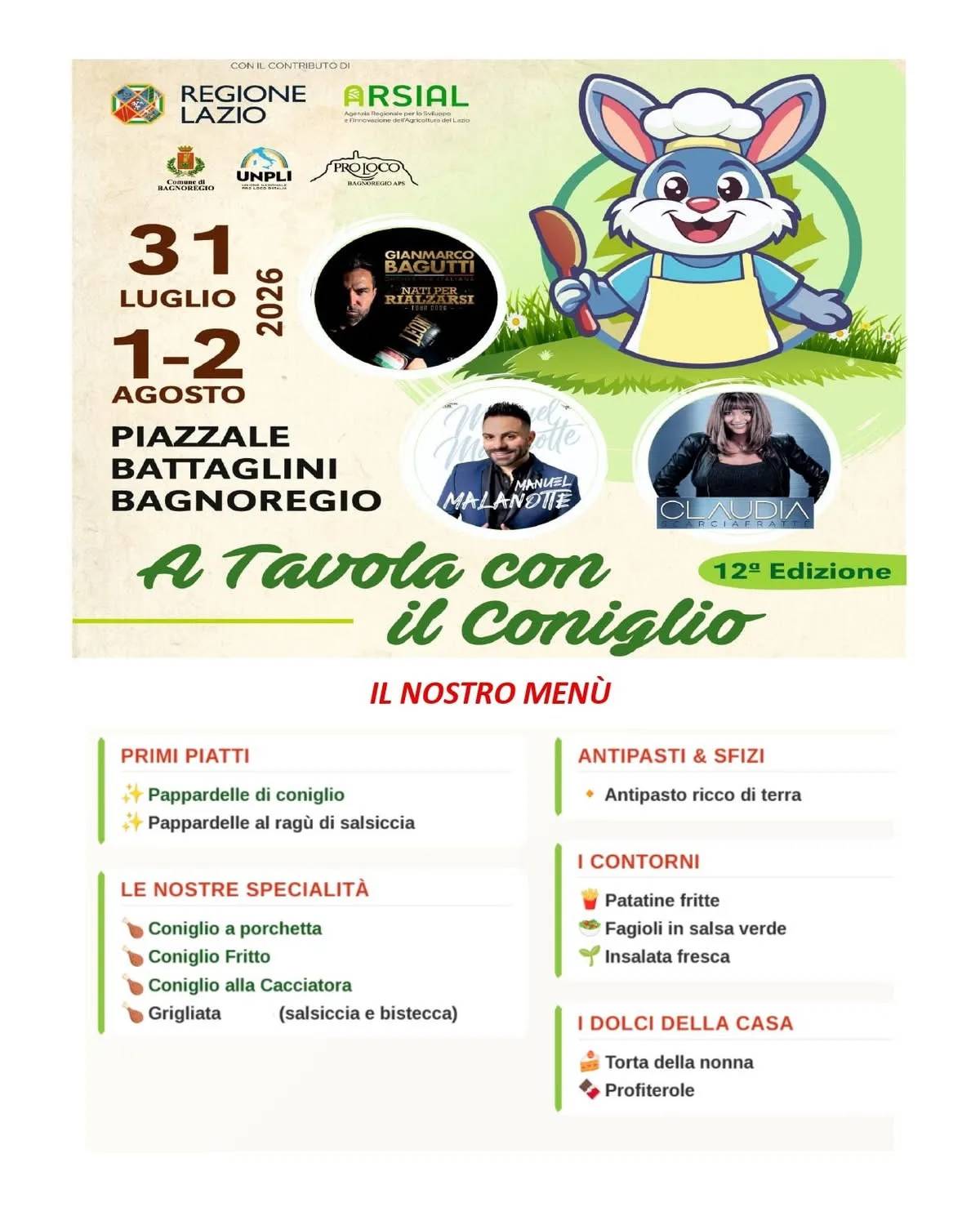 Locandina Tavola con il Coniglio 12ª Edizione 2026 a Bagnoregio (Viterbo)