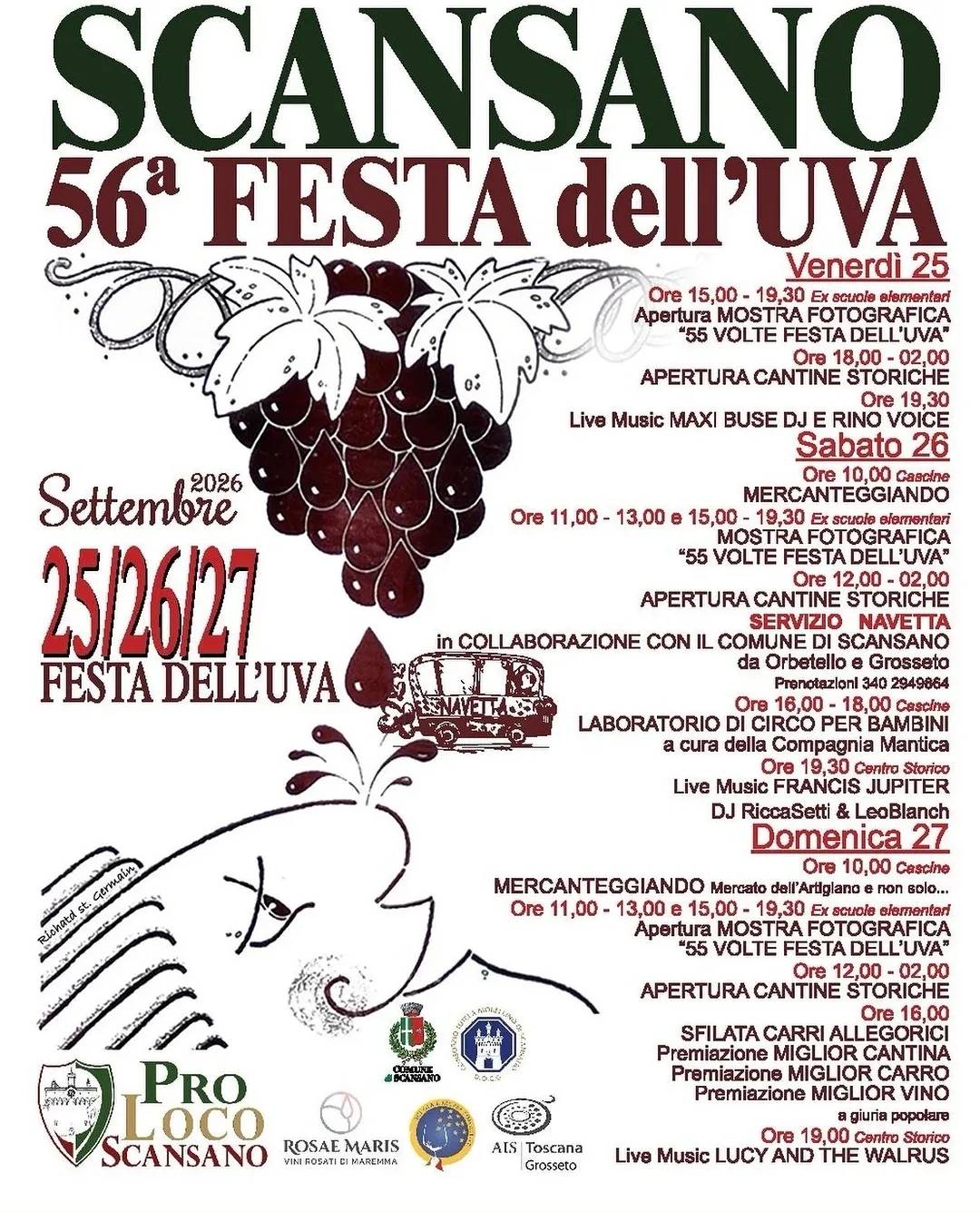 Locandina 56ª Festa dell'Uva 2026 a Scansano (Grosseto)