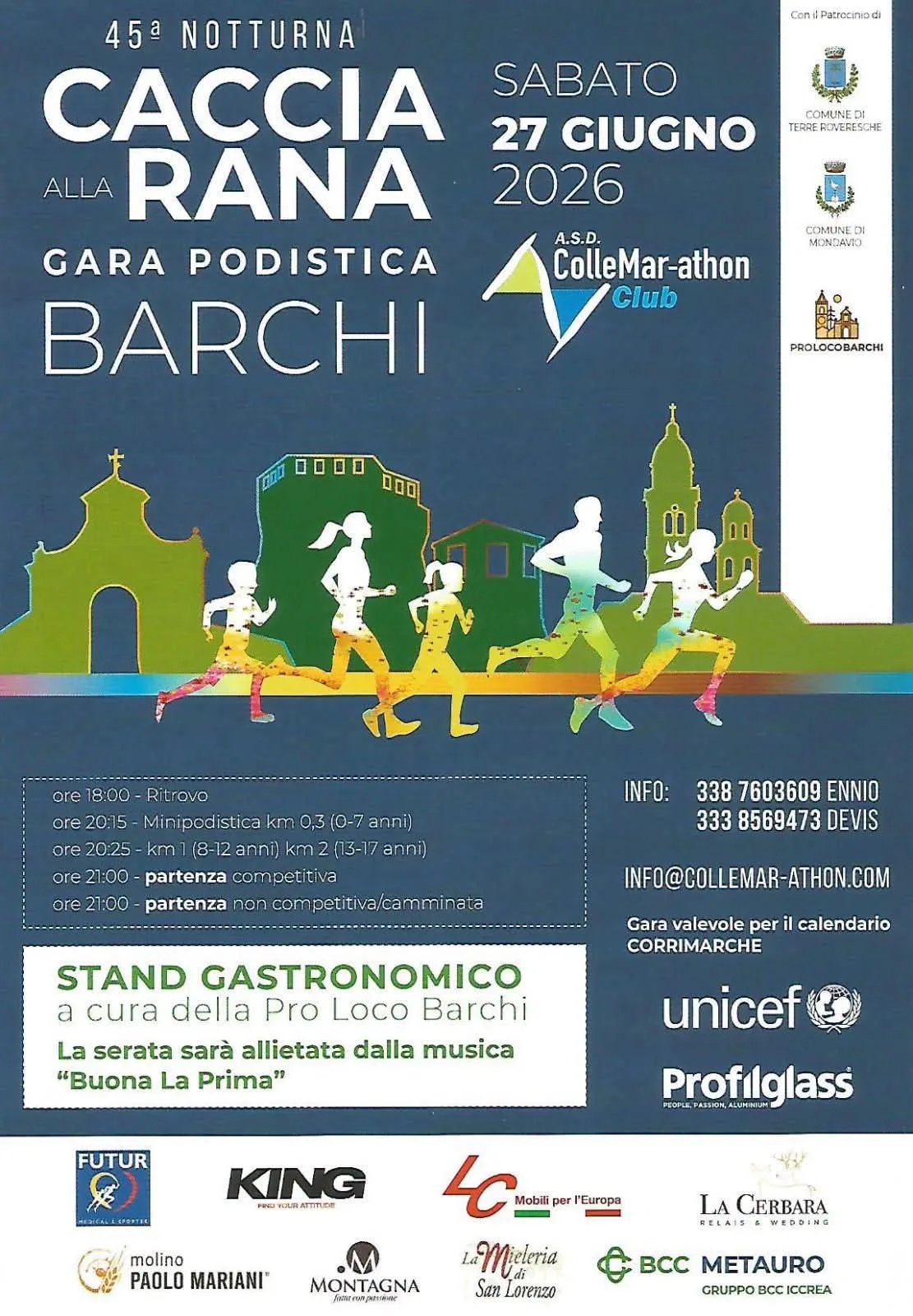Locandina 45ª Notturna Caccia alla Rana 2026 a Terre Roveresche (Pesaro e urbino)
