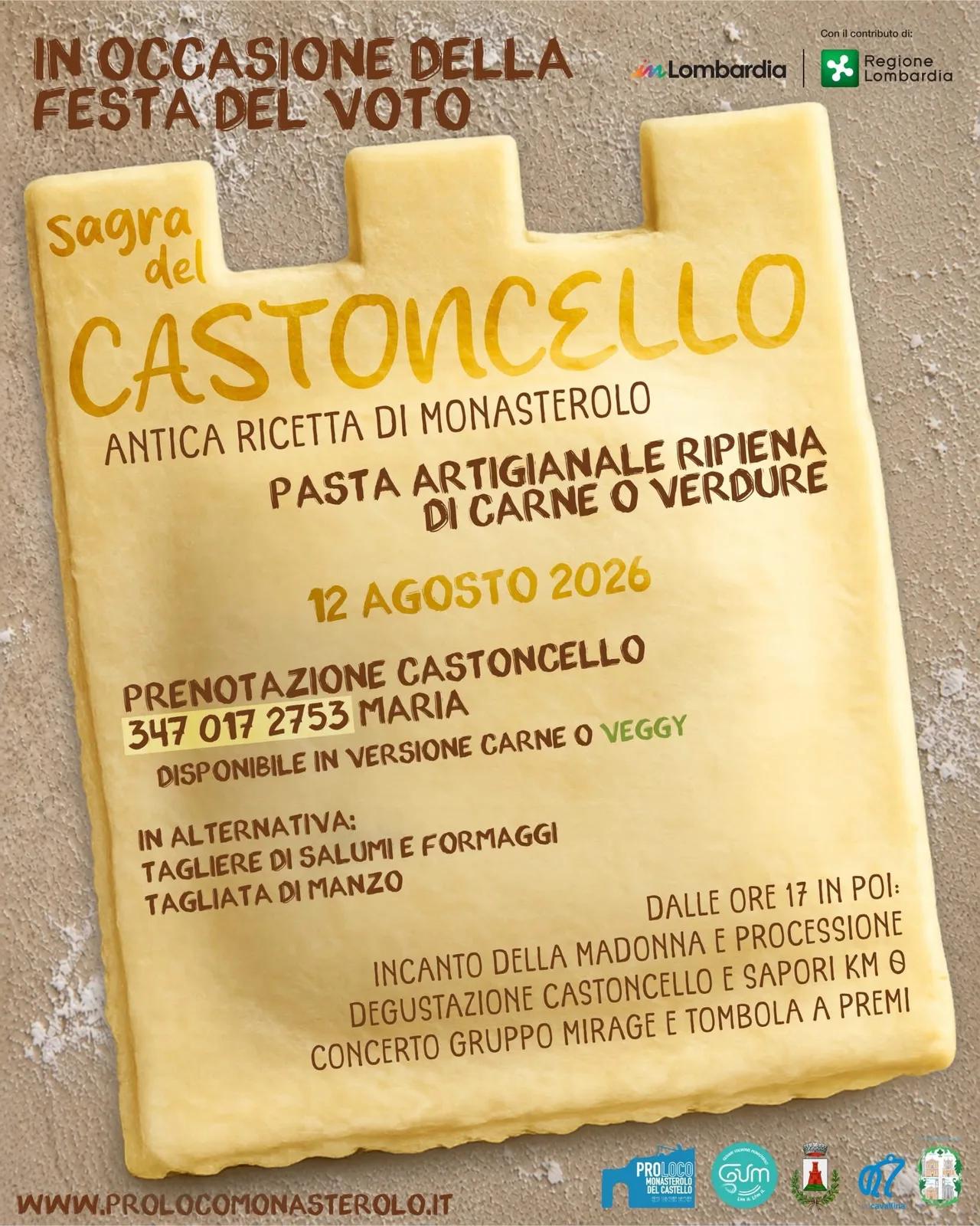 Locandina Sagra del Castoncello 2026 a Monasterolo di Savigliano (Cuneo)