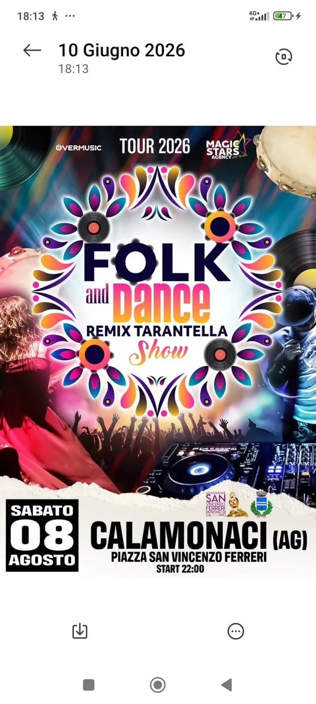 Locandina Folk and Dance Remix Tarantella Show 2026 a Calamonaci (Agrigento)