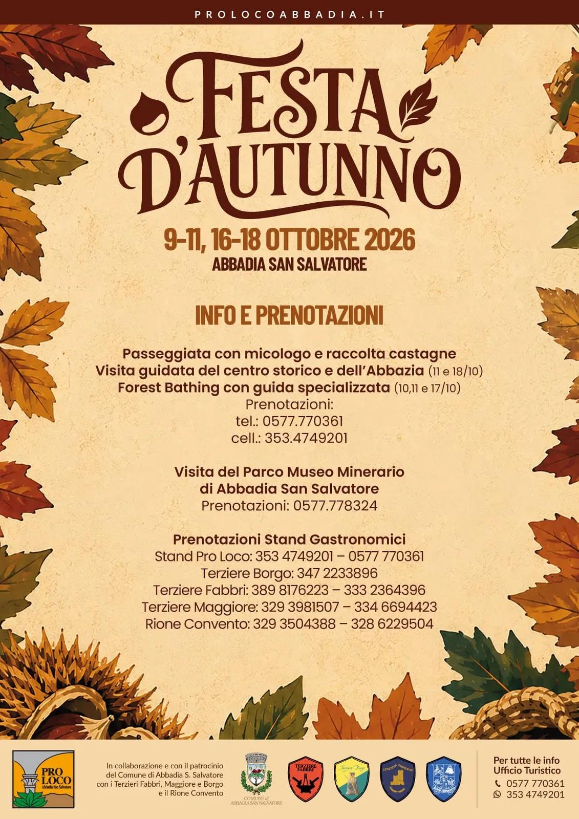 Locandina Festa d'Autunno 2026 a Abbadia San Salvatore (Siena)