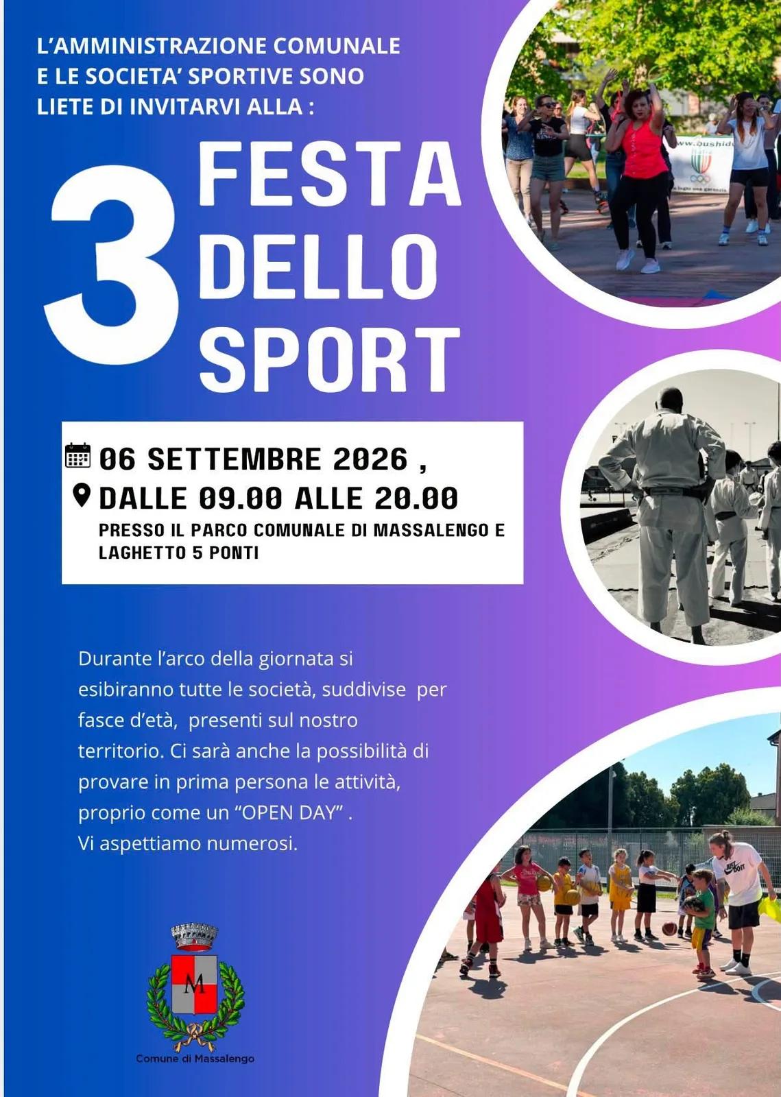 Locandina 3ª Festa dello Sport 2026 a Massalengo (Lodi)