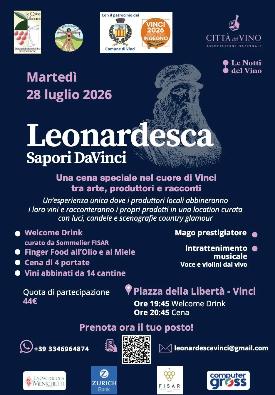 Locandina Leonardesca Sapori DaVinci 2026 a Vinci (Firenze)