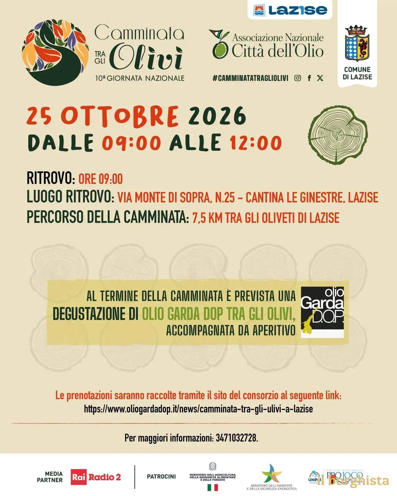 Locandina 10ª Camminata tra gli Olivi 2026 a Lazise (Verona)