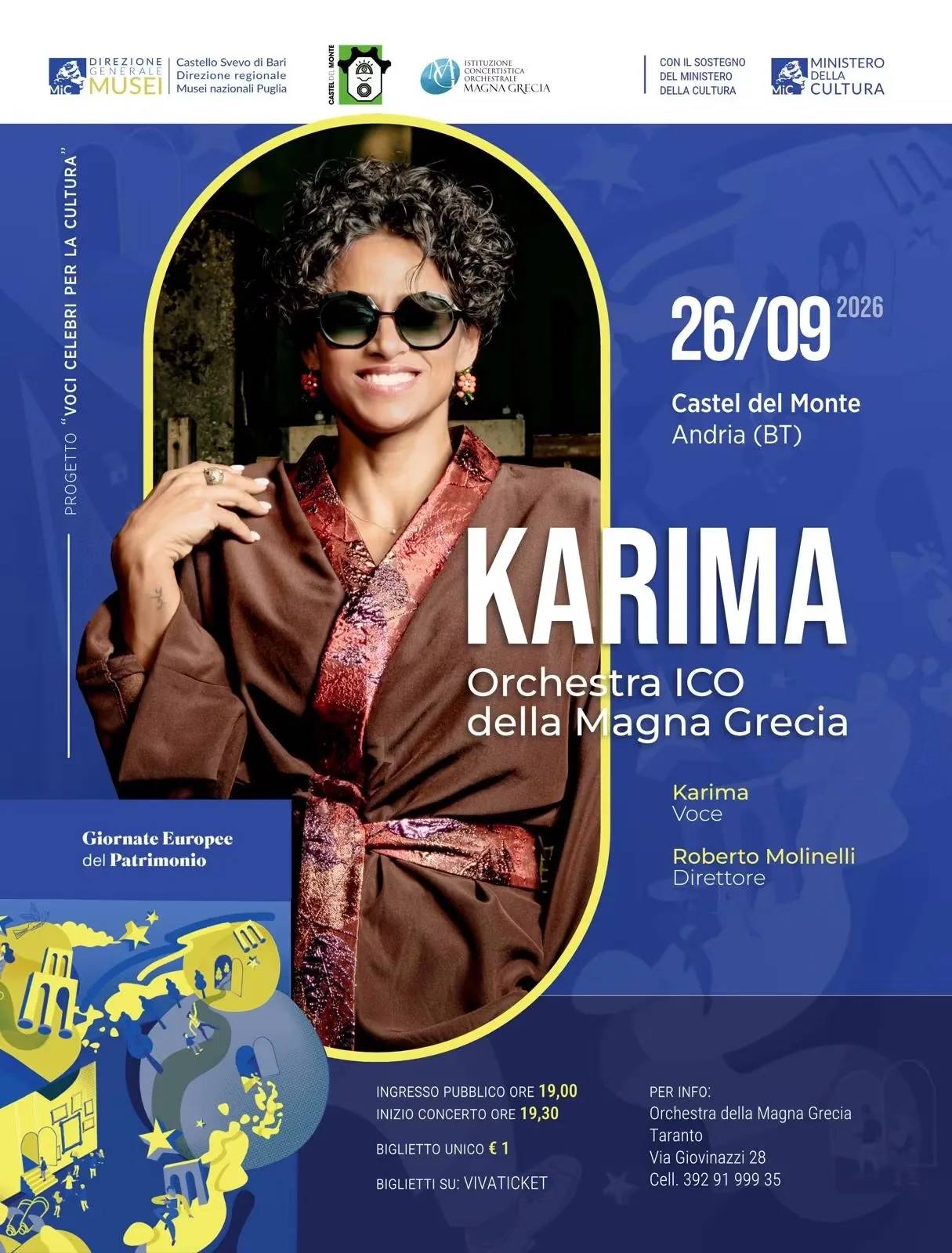 Locandina Concerto Karima Orchestra ICO della Magna Grecia 2026 a Andria (Barletta-Andria-Trani)