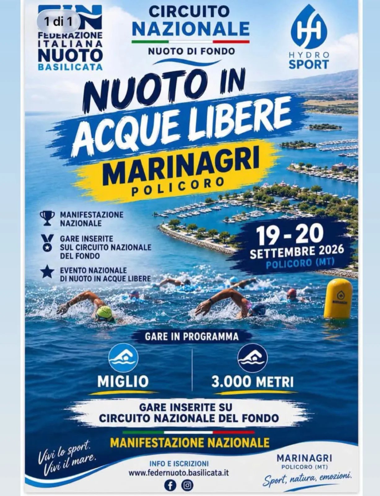 Locandina Circuito Nazionale Nuoto di Fondo 2026 - Nuoto in Acque Libere Marinagri Policoro a Policoro (Matera)