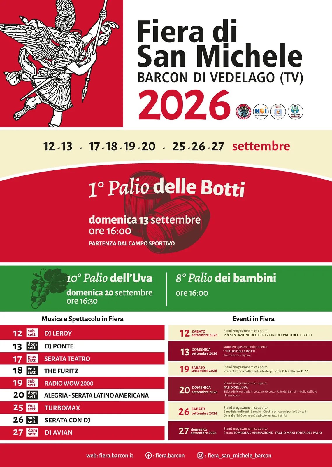 Locandina calendario eventi settembre 2026 a Vedelago (Treviso)