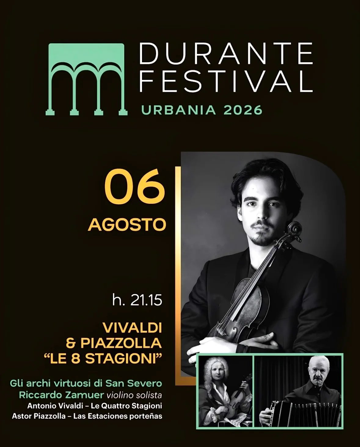 Locandina Durante Festival Urbania 2026 - Vivaldi & Piazzolla a Urbania (Pesaro e urbino)