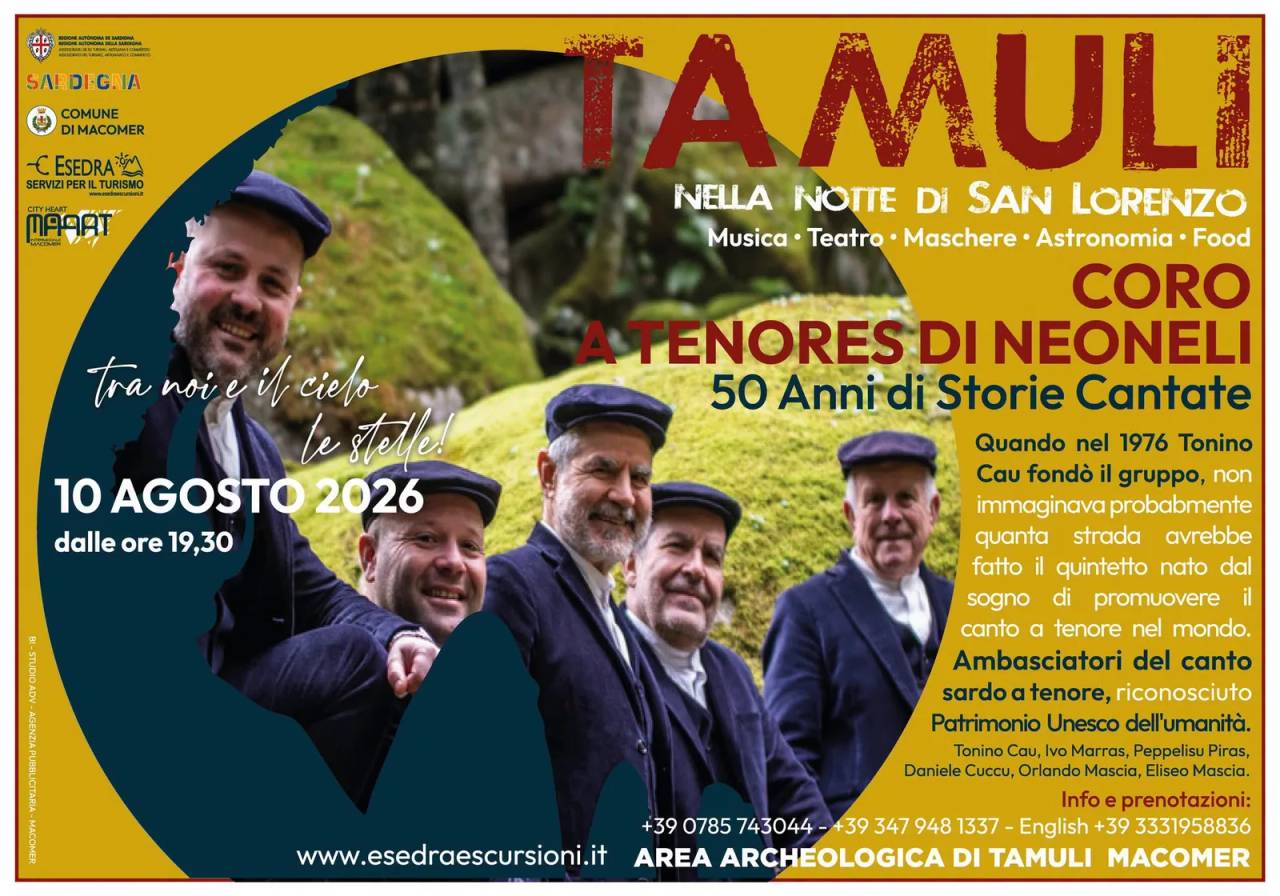Locandina Tamuli nella Notte di San Lorenzo 2026 a Macomer (Nuoro)