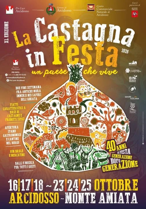 Locandina XL Edizione La Castagna in Festa 2026 a Arcidosso (GR)