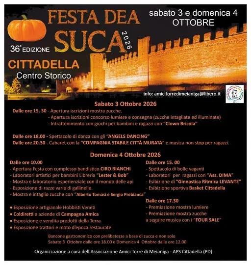 Locandina 36ª Festa dea Suca 2026 a Cittadella (Padova)