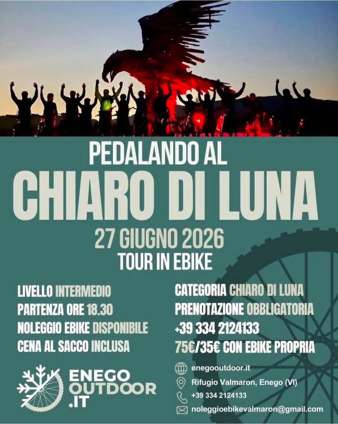 Locandina Pedalando al Chiaro di Luna 2026 a Enego (Vicenza)