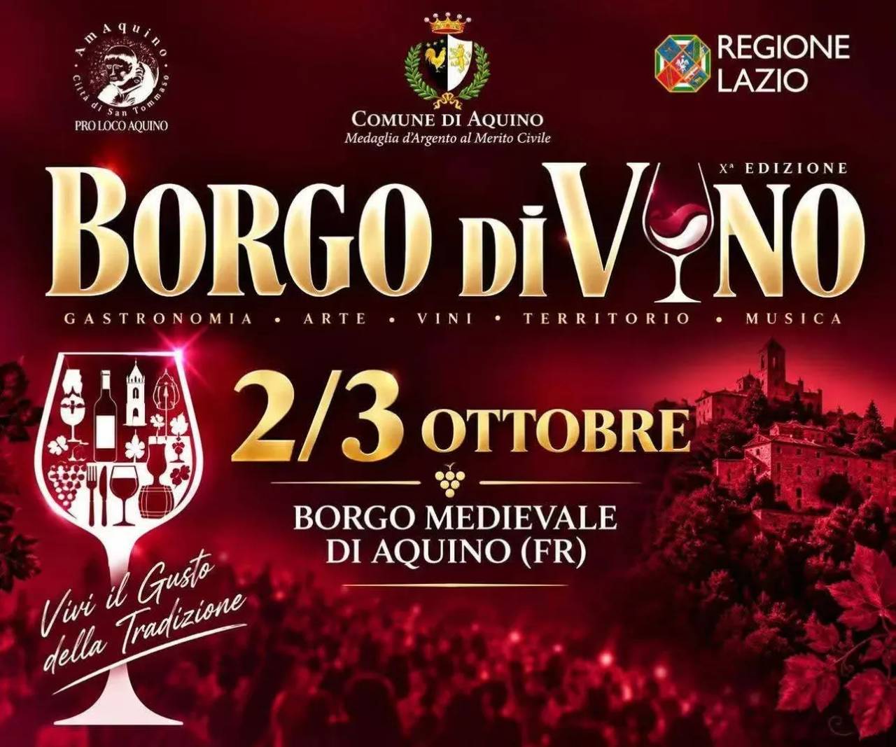 Locandina 10ª Borgo diVino 2026 a Aquino (Frosinone)
