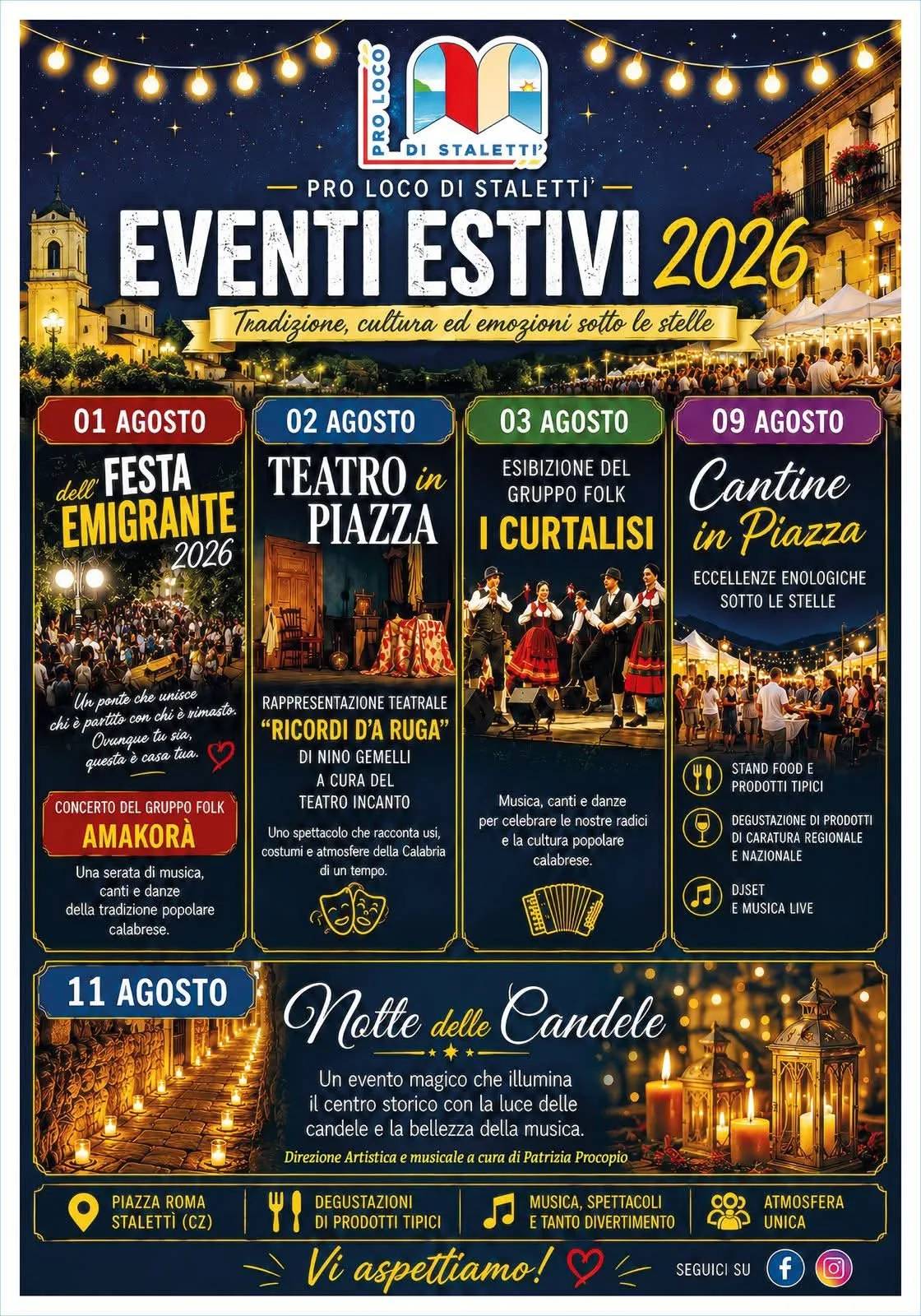 Locandina calendario eventi agosto 2026 a Stalettì (Catanzaro)