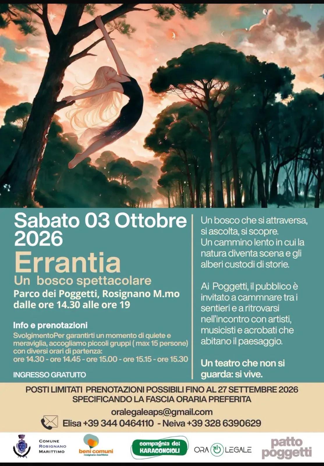 Locandina Errantia — Un bosco spettacolare 2026 a Rosignano Marittimo (Livorno)
