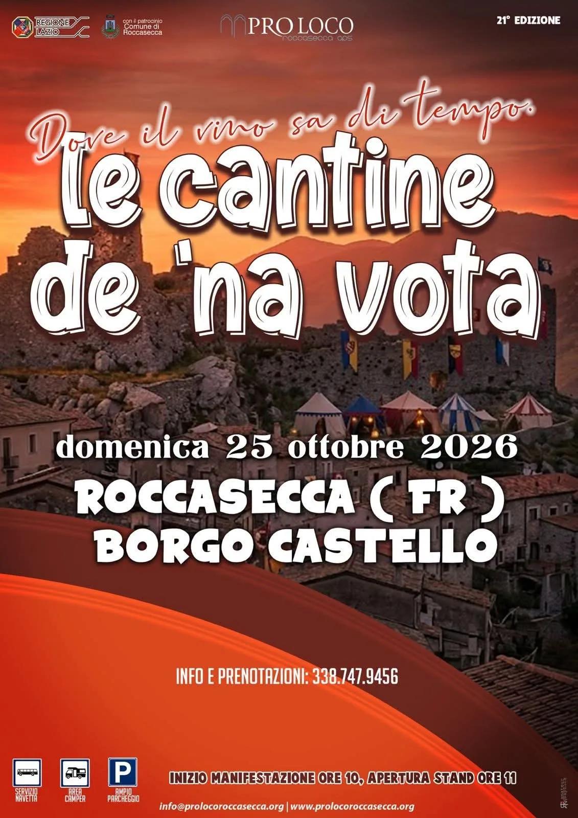 Locandina 21ª Edizione Le cantine de 'na vota 2026 a Roccasecca (Frosinone)