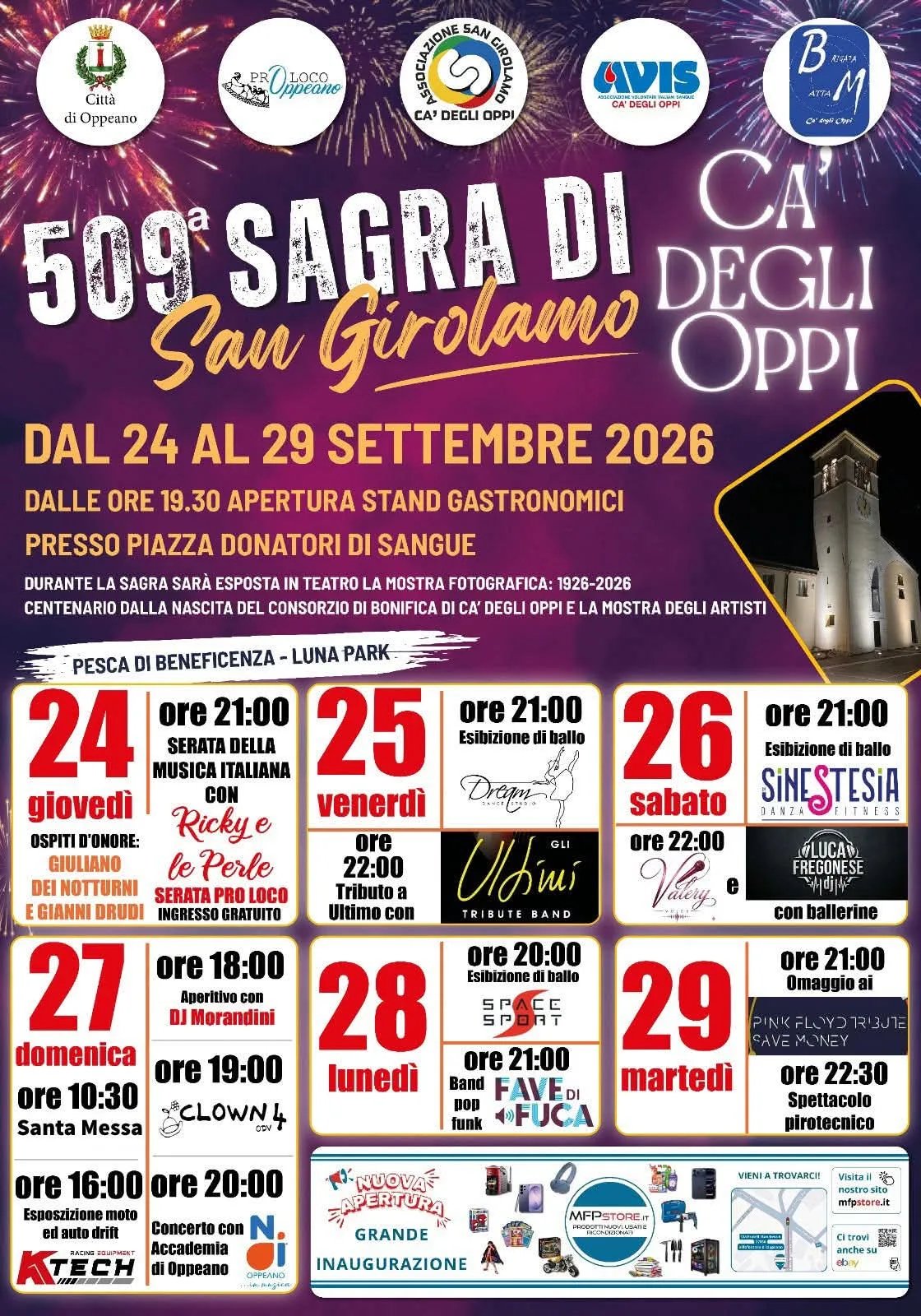 Locandina 509ª Sagra di San Girolamo 2026 a Oppeano (Verona)