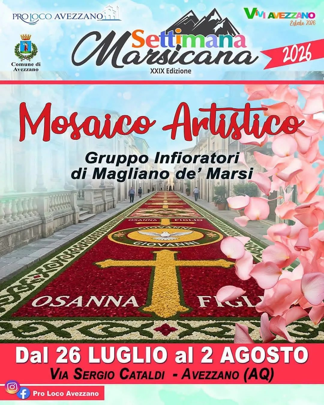 Locandina Settimana Marsicana 29ª Ed. 2026 — Mosaico Artistico a Avezzano (L'aquila)