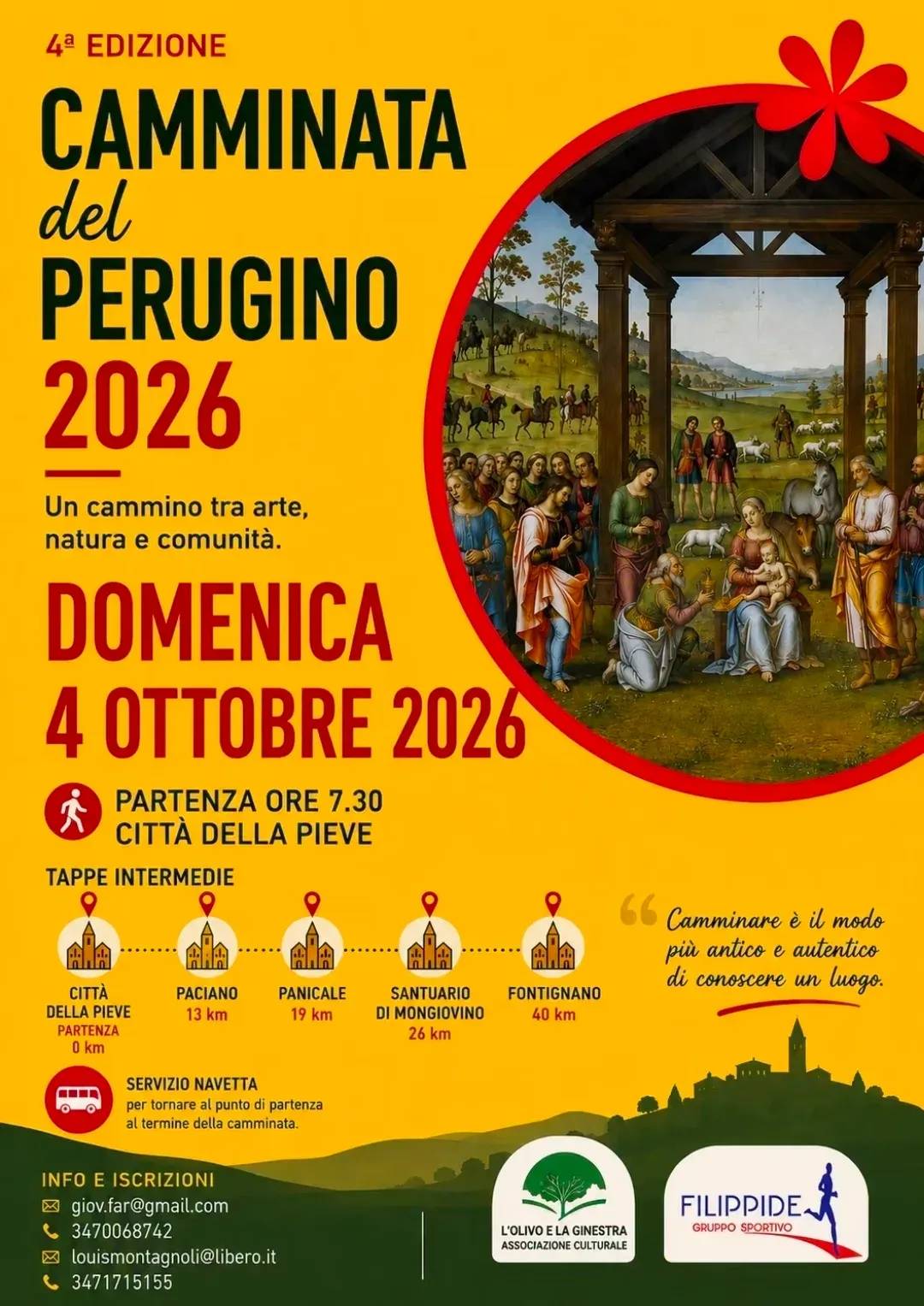 Locandina 4ª Camminata del Perugino 2026 a Città della Pieve (Perugia)