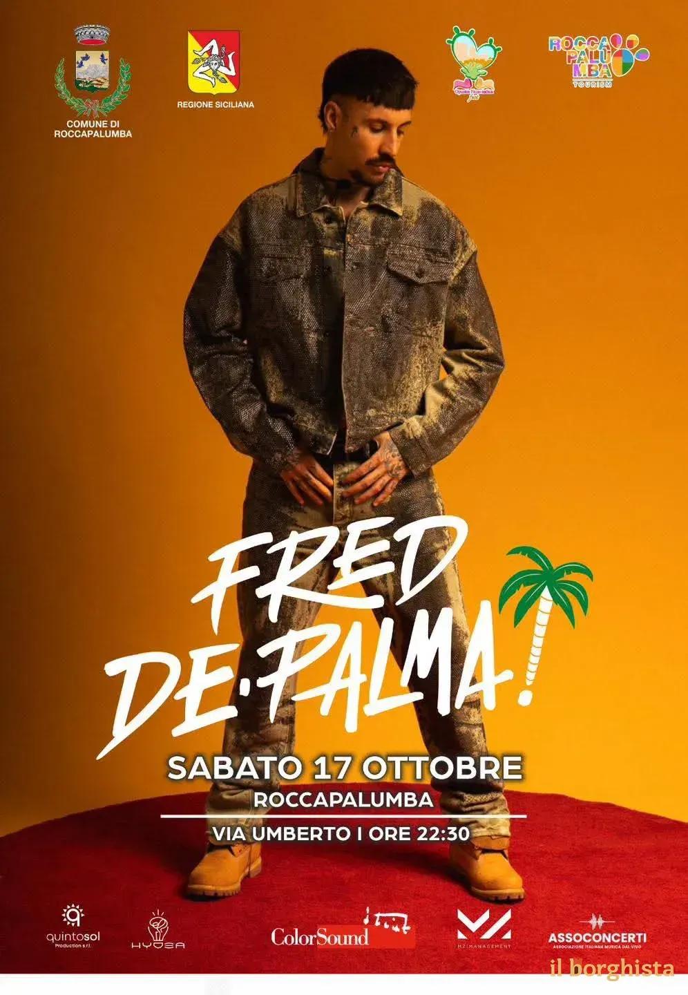 Locandina Fred De Palma 2026 a Roccapalumba (Palermo)