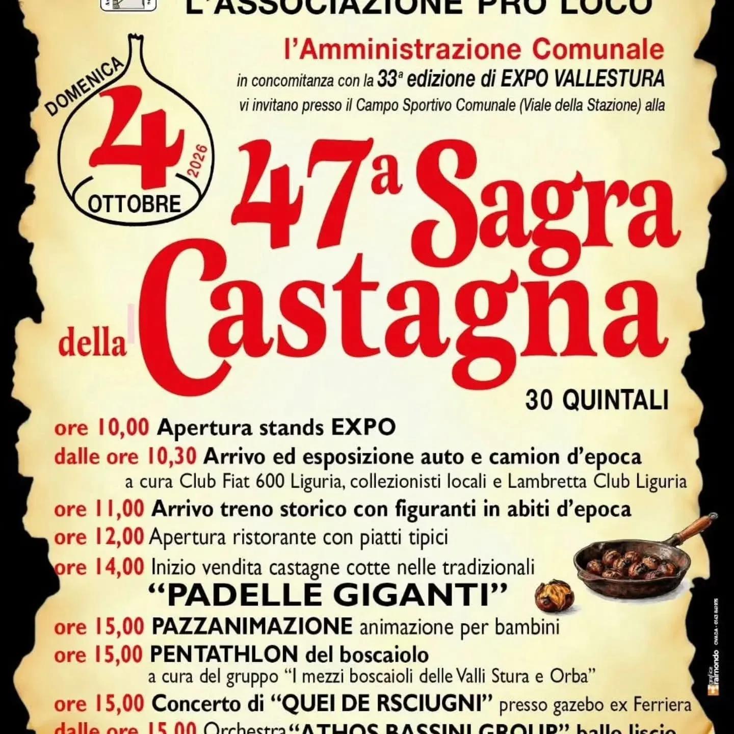 Locandina 47ª Sagra della Castagna 2026 a Ovada (Alessandria)