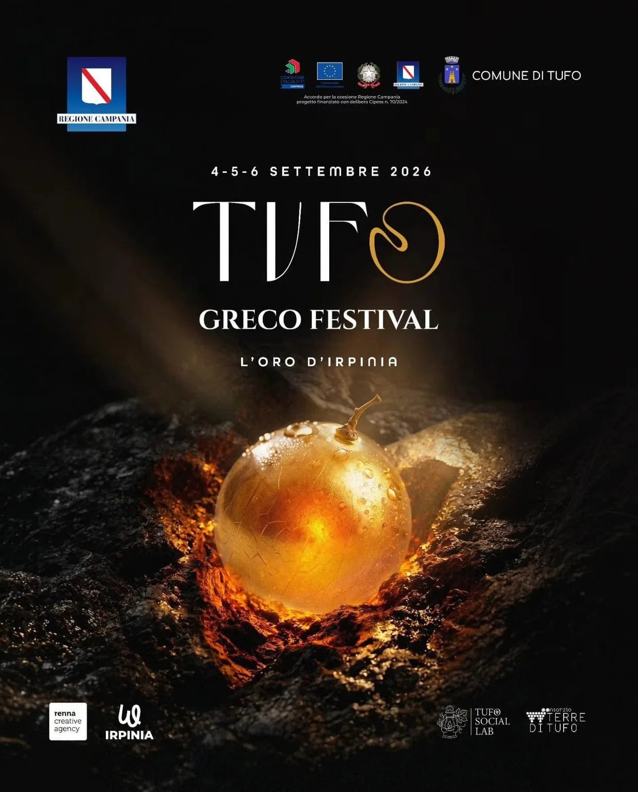 Locandina Tufo Greco Festival 2026 - L'Oro d'Irpinia a Tufo (Avellino)