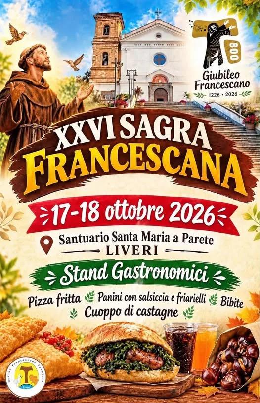 Locandina 26ª Sagra Francescana 2026 a Liveri (Napoli)