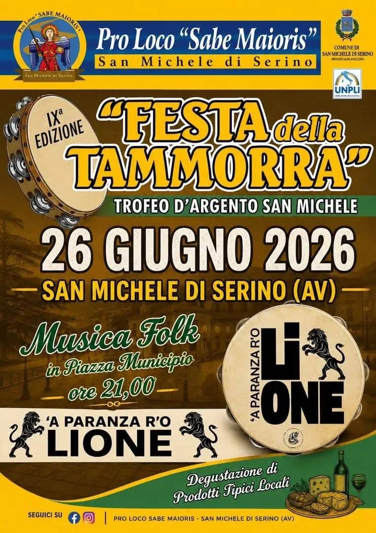 Locandina Festa della Tammorra 2026 a San Michele di Serino (Avellino)