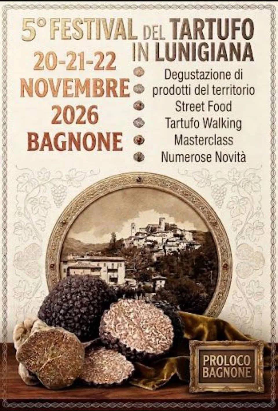 Locandina 5° Festival del Tartufo in Lunigiana 2026 a Bagnone (Massa Carrara)